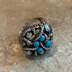 Avon Silver Ring with Turquoise Accents